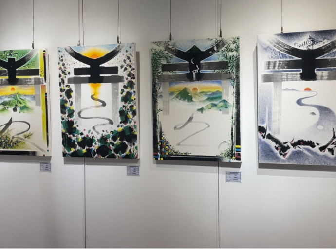 施景文以傳統書法架構 線條入畫運用三原色創作畫展
